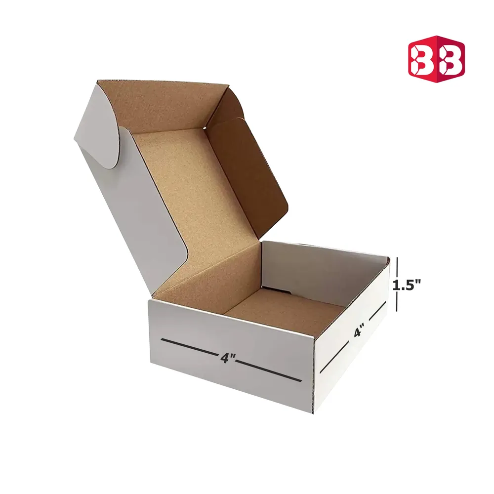 3 Ply White Flap Corrugated Box – Size 4x4x1.5 Inch | Perfect Mini Packaging Box for Secure & Stylish Shipping