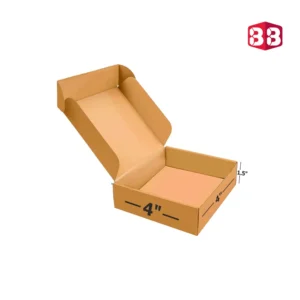 3 Ply Brown Flap Corrugated Box – Size 4x4x1.5 Inch | Perfect Mini Packaging Box for Secure & Stylish Shipping