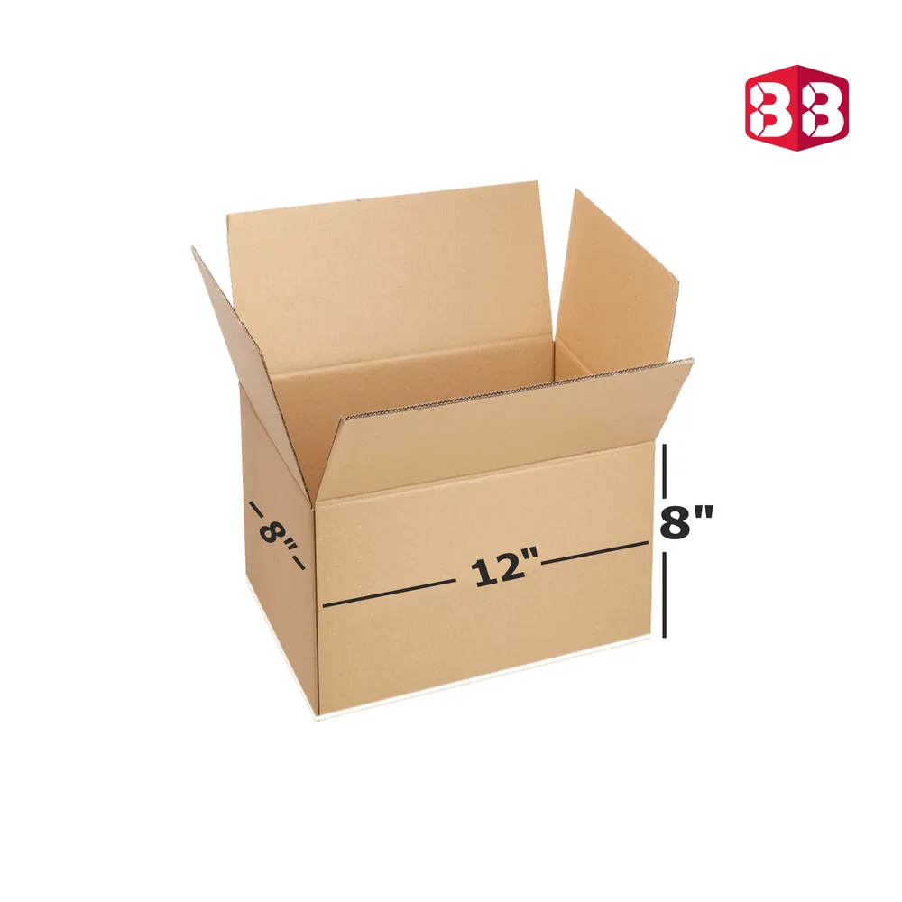 Box Brother 3 Ply Brown Corrugated Box Size 12x8x8 Inch | Sturdy Packing Solution for Medium-Size Items