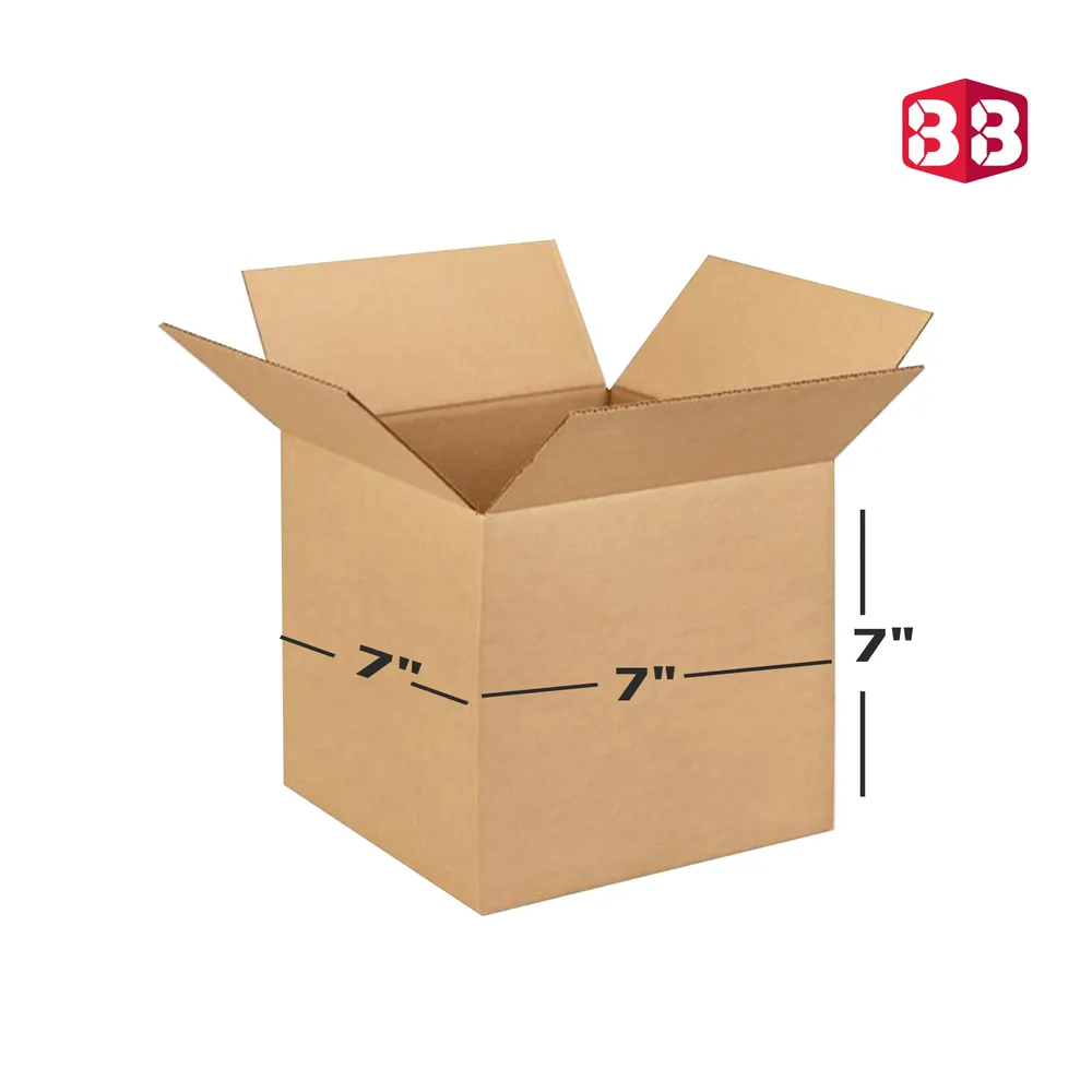 Box Brother 3 Ply Brown Corrugated Packing Box Size 7x7x7 Inch | Durable Square Carton for Ecommerce & Courier Use