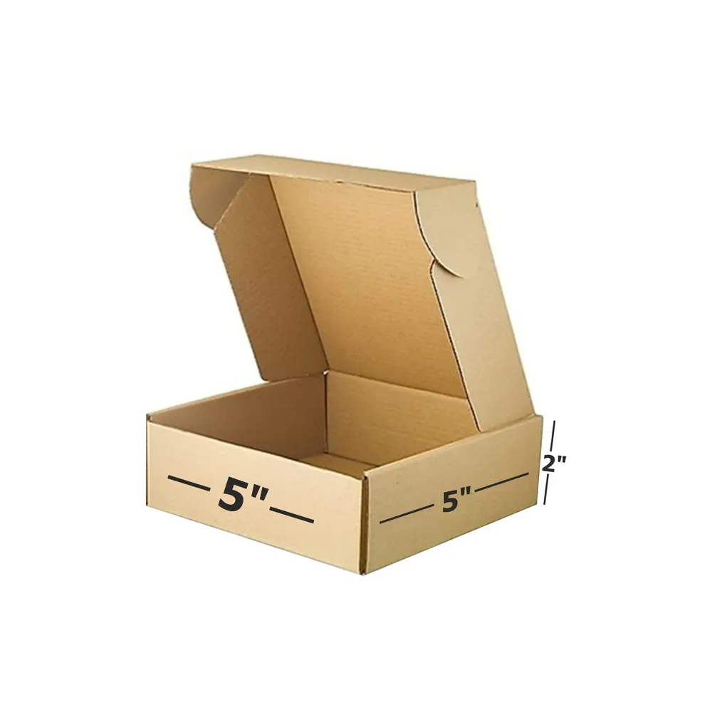 Packaging Box 5x5x2 Inch Brown Flap Box – Mini Corrugated Packaging for Jewelry, Gifts & E-commerce Orders