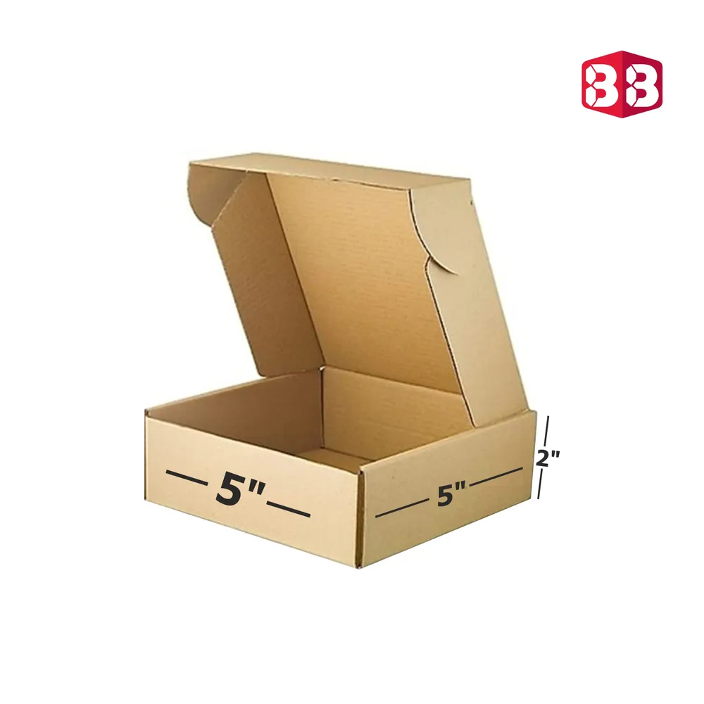 Box Brother 5x5x2 Inch Brown Flap Box – Mini Corrugated Packaging for Jewelry, Gifts & E-commerce Orders